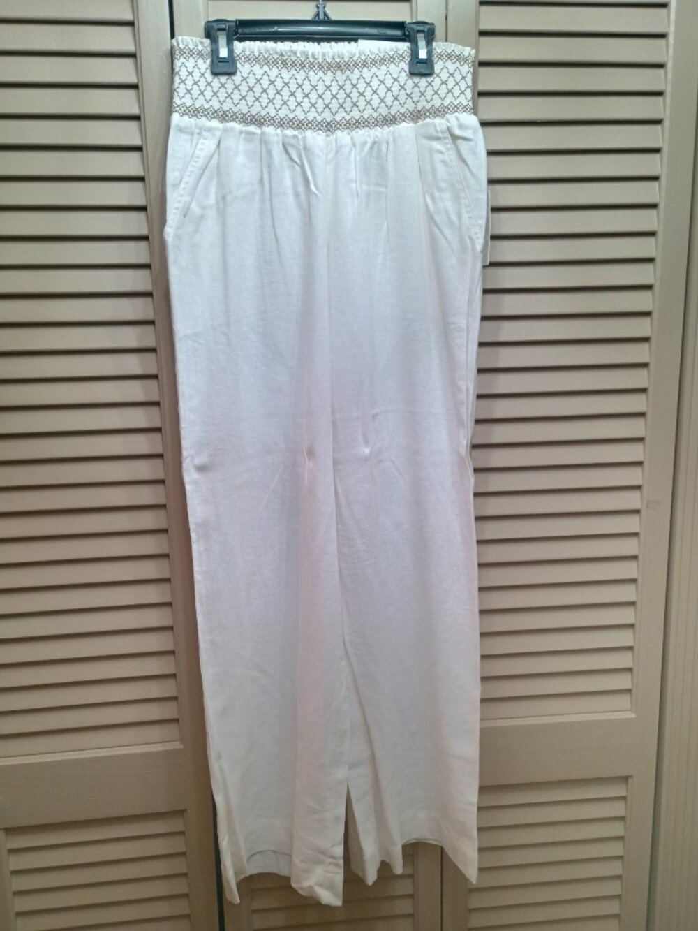 Westbound Island Pants Wide Leg Mid-rise with Smocked Waist Sz MS